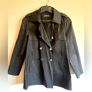 Express double breasted black trench coat